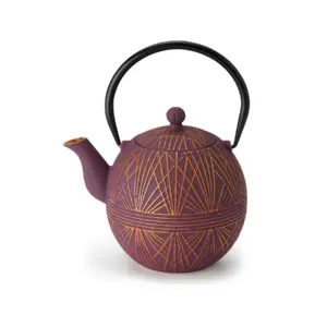 CAST IRON TEAPOT WITH STRAINER/ XIA/ PURPLE GOLD