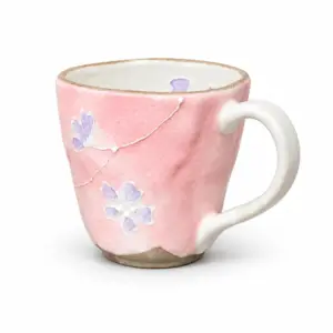 JAPANESE HANDMADE MUG- WITH PINK FLOWERS